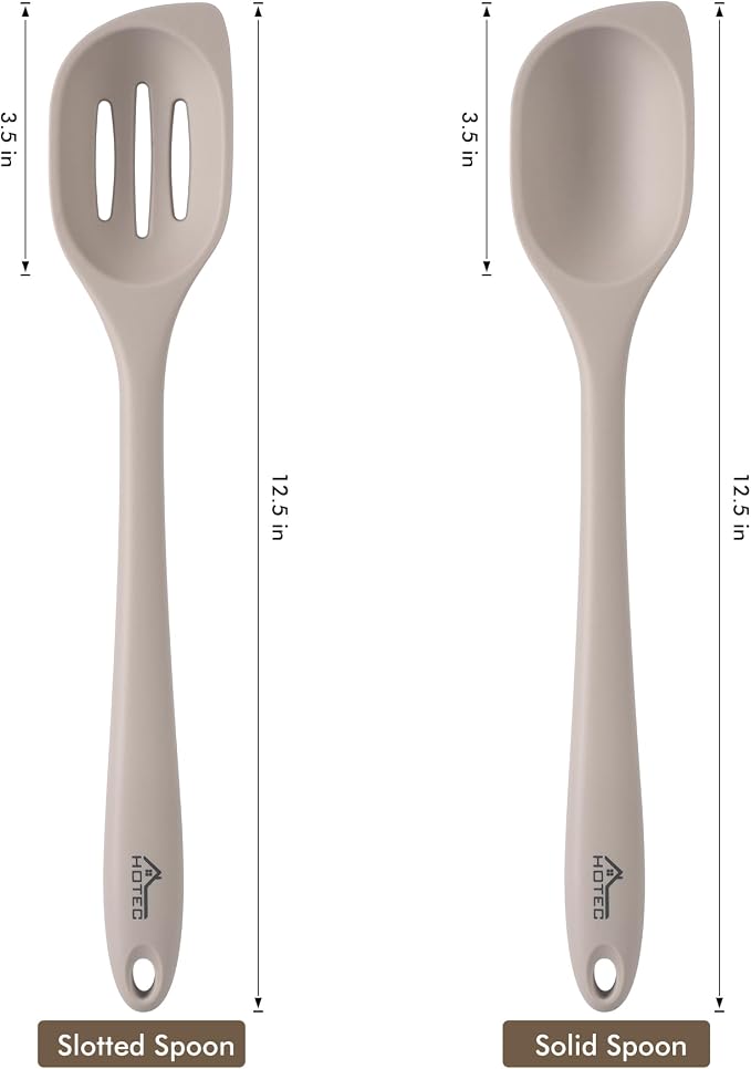 HOTEC Heat Resistant Silicone Cooking Spoon Spatula, Large Kitchen Solid and - Image 2