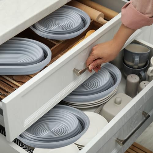 Silicone Banneton Bread Proofing Baskets, 10" Oval & 9" Round
