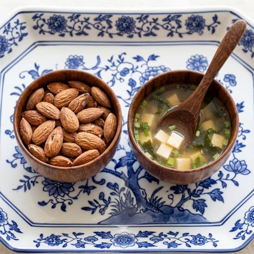 Lyellfe Set of 4 Acacia Wood Bowl, 5 Oz Small Dipping Sauce Bowl with