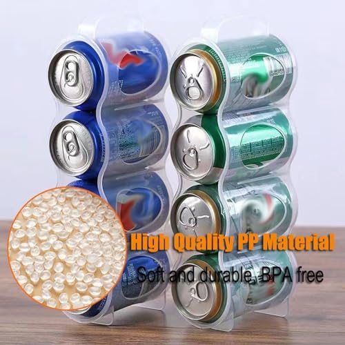 4 Pack Clear Can Organizer Rack For Refrigerator, Stackable Beverage