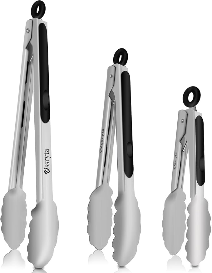 Stainless Steel Cooking Tongs Set of 3 by Unknown