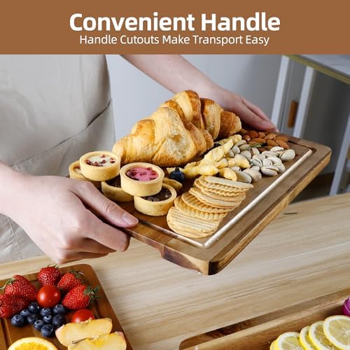 Labeled Cutting Board Set of 4, Wood Chopping Boards with Food Icons