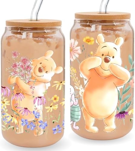 Pooh Bear Frosted Cups, Honey Bear Cup Gift for Women, Gifts for