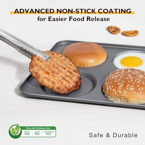 HONGBAKE Large Muffin Top Pan Set of 2, 4 Cup Nonstick Hamburger Bun