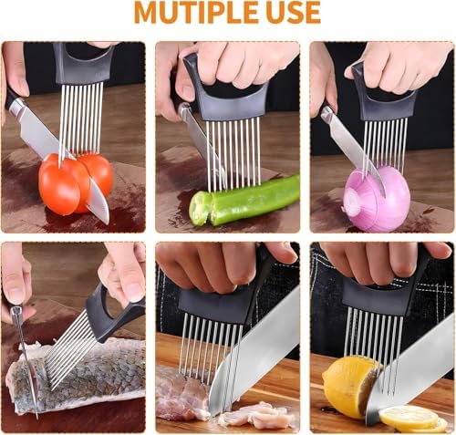 2Pcs Stainless Steel Onion Holder for Slicing, Onion Slicer Holder