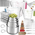 Stainless Steel Measuring Cups and Spoons Set, 6 Stainless Steel