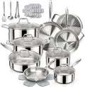 MICHELANGELO 5-Ply Stainless Steel Cookware Set, 23-Piece Pots and Pans Set