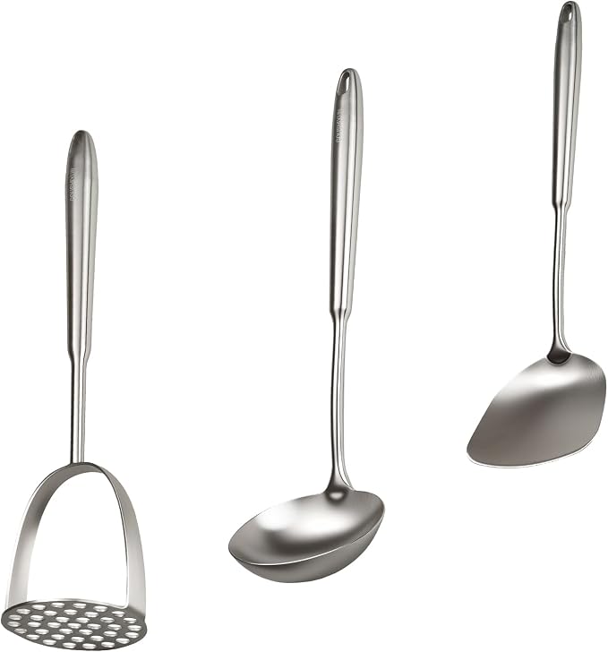 304 Professional Potato Masher, Stainless Steel Cooking Utensils Set, Mirror - Image 7