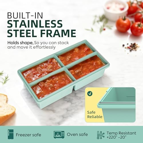 Silicone Freezer Trays w/Lids,1Cup Soup Container,Large Ice Cube