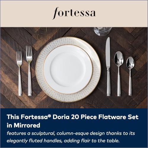 FORTESSA Doria 18/10 Stainless Steel Flatware, 20 Piece Place Setting