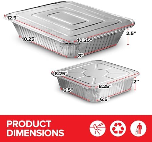 Disposable Foil Pans with Lids (Set of 20) Heavy Duty Aluminum Pans