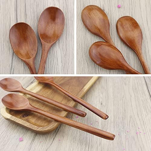 9" Korean Wooden Spoons for Eating, ADLORYEA 6 Pieces Small Wood