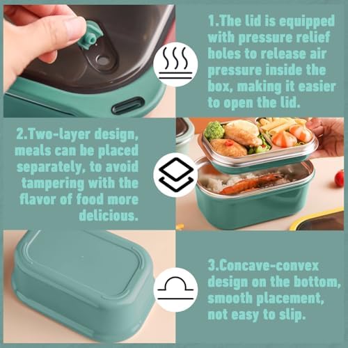 1200ml 2-Layer Hot Food Lunch Box with Spoon