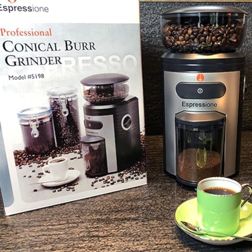 Espressione Conical Burr Coffee Grinder, Black/Silver, 8.5-Oz.
