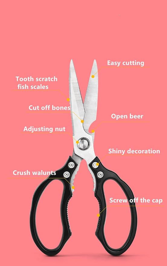 AWinjoy Heavy Duty Sharp Kitchen Scissors, Dishwasher Safe, Cooking Shears - Image 2