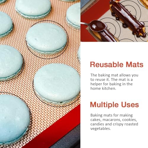 Silicone Macaron Baking Mat, Quarter Sheet (11.8 x 8.5 In), 3 Pack