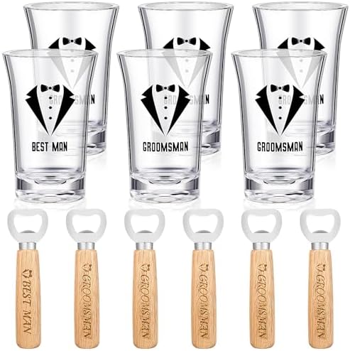 Didaey 12 Pcs Groomsmen Shot Glasses Bottle Openers Best Man Gifts