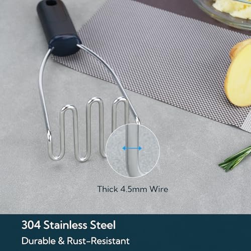 KITCHENDAO 304 Stainless Steel Potato Masher, Heavy Duty Kitchen Tool