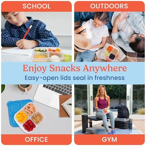 Bentgo Easyboxes 4-Compartment Snack Containers - 8-Piece Set with 4