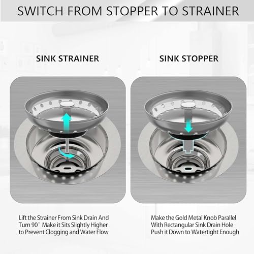Kitchen Sink Drain Assembly, 3-1/2 Inch, Brushed Stainless Steel