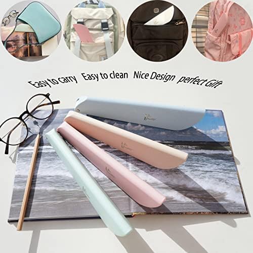 Reusable Glass Drinking Straws 8"x8MM with Portable Case(Pink)