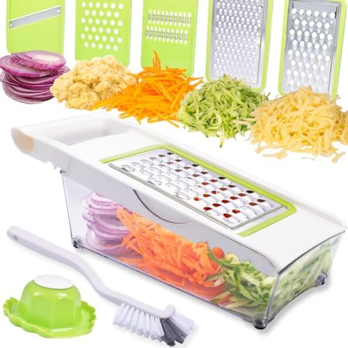 NACOLUS Cheese Grater with Container,5 In 1 Vegetable Slicer,Multi