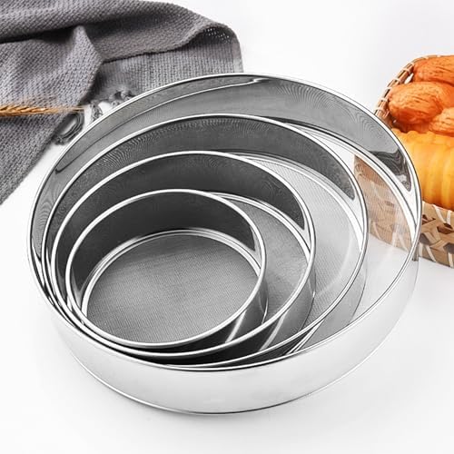 2 Pack Flour Sifter,Stainless Steel Fine Mesh Strainers Flour Sieve,8