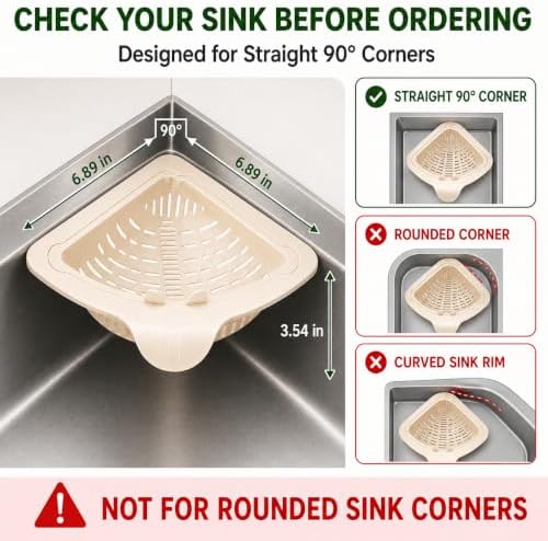 Magnetic Triangle Sink Strainer Basket, Straight 90° Corners