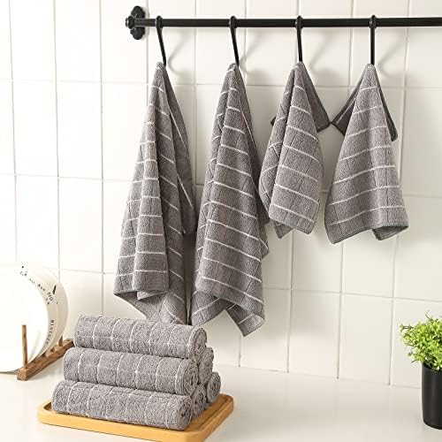 Puomue Microfiber Kitchen Towels and Dishcloths Set, 26 X 18 Inch and