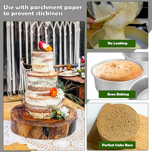 8 Inch Cake Pan Set of 2,Aluminum Round Layer Cake Baking Pans,No