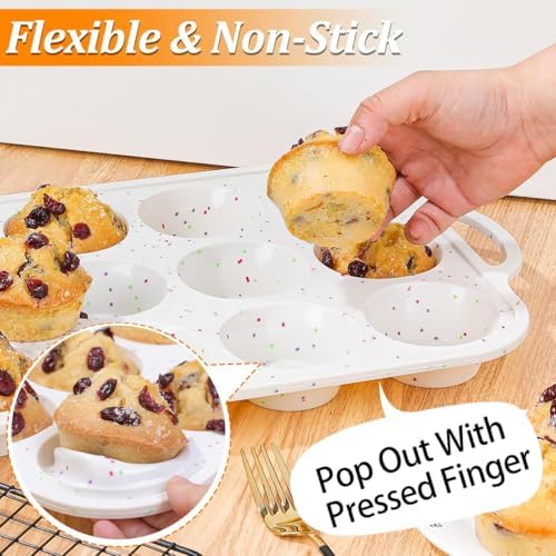 Silicone Muffin Pan, Metal Reinforced Frame Regular Size Muffin Pans