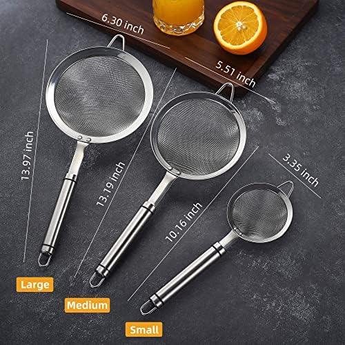 5.51inches 304 Stainless Steel Fine Mesh Strainer Tea Sieve Sifter