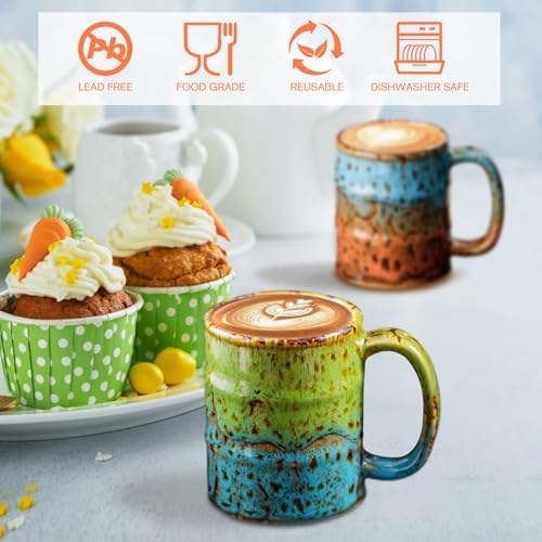 Handcrafted Ceramic Espresso Cups Set of 6, 5 oz - Kiln Glazed Small
