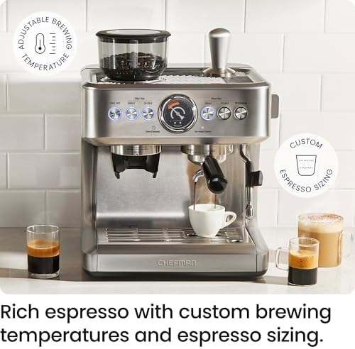 Chefman Crema Supreme 15 Bar Espresso Machine, Stainless Steel