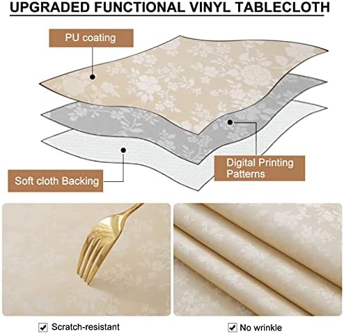 Smiry Waterproof Heavy Duty Vinyl Fitted Tablecloth for 45"-56" Round