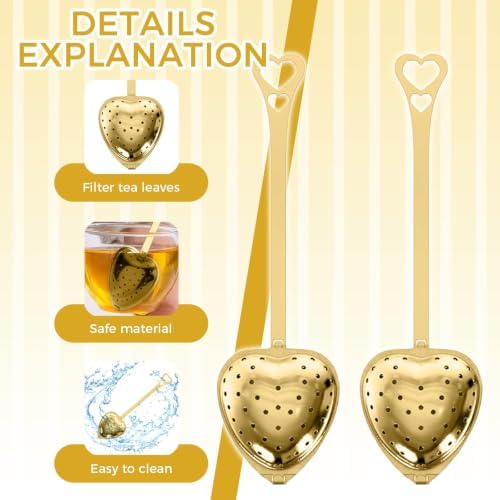 8Pcs Gold Heart-Shaped Stainless Steel Tea Infuser