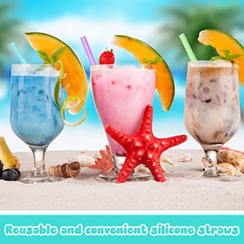 Meanplan 4 Sets Reusable Straws Travel Case Brush Silicone,Classic