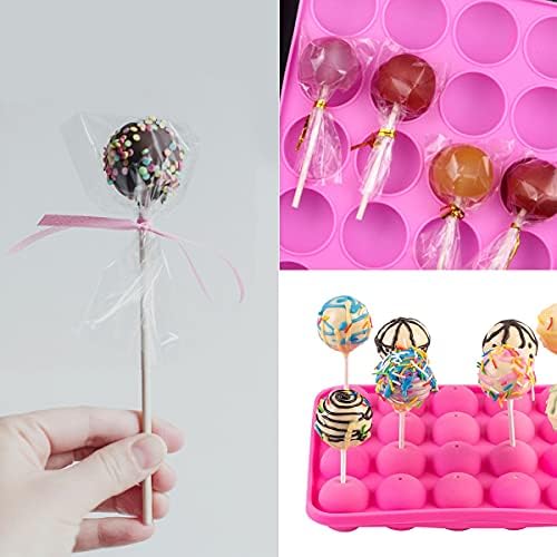 20 Cavity Silicone Cake Pop Mold Kits - Cake Pop Tray with 60pcs Cake