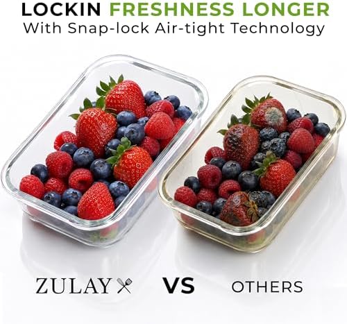Zulay Kitchen 5-Piece 36oz Glass Storage Containers with Lids