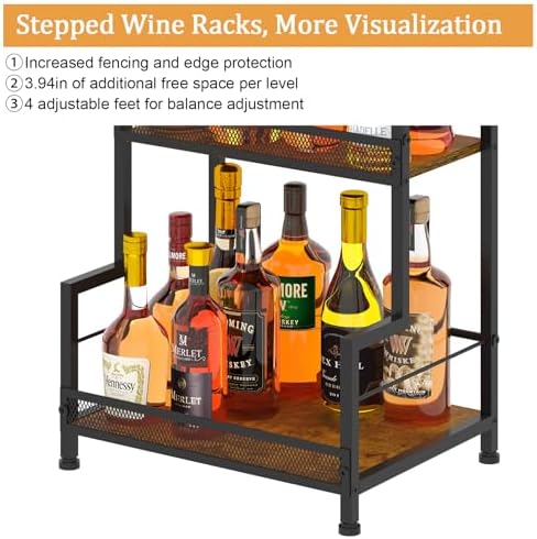 Trapezoid Liquor Stand, 3 Tier Liquor Cabinet, Wine Bottle Display