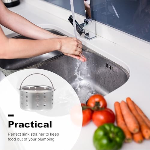 Hemoton 2 Set Kitchen Sink Drain Basket with Lid Stainless Steel Deep