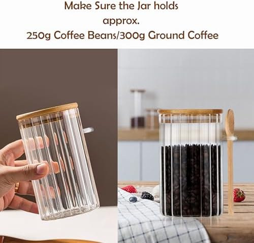 24 FL OZ Airtight Glass Jars with Bamboo Lids Spoons Coffee Canister