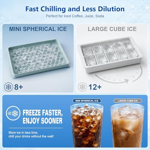 Mini Ice Cube Trays with Lid & Bin, Tiny Pebble Ice Balls for Coffee