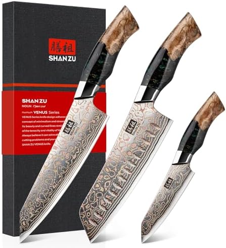 SHAN ZU 3PCS Damascus Knife Set