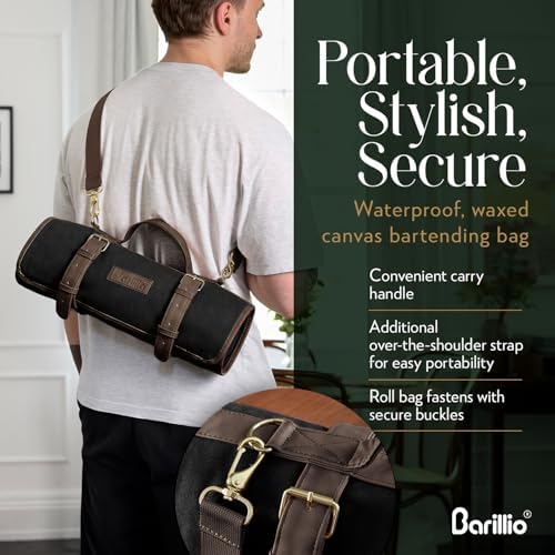Barillio Bartender Bag (Without Tools) - Stylish, Waxed Canvas, Roll