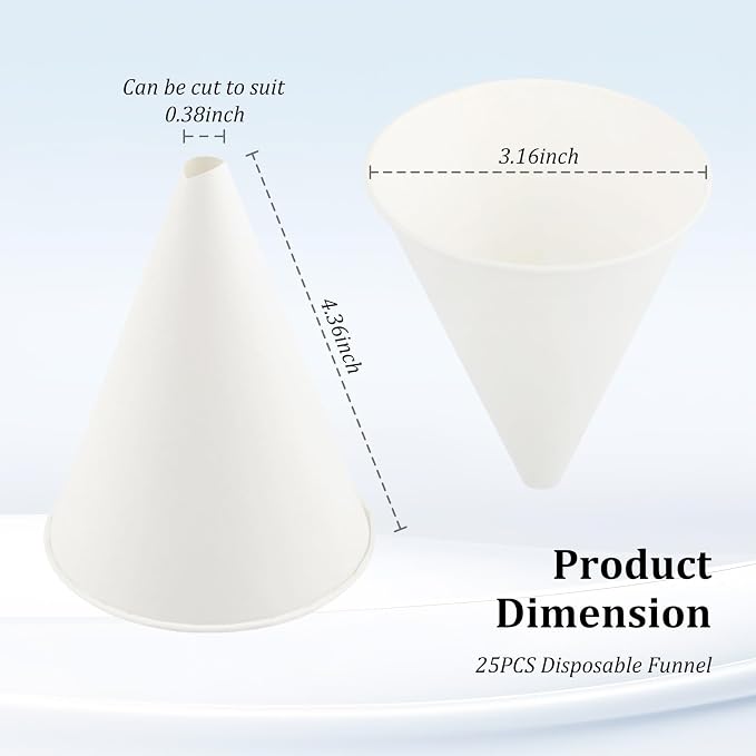 25PCS Disposable Funnels for Automotive Use, 6 oz Paper Engine Oil Funnel for - Image 2