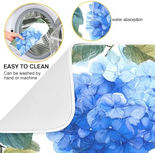 OTVEE Hydrangea Blossom Beauty Dish Drying Mat for Kitchen Counter