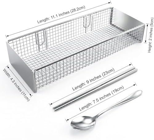 Dishwasher Silverware Basket with Hook, 304 Stainless Steel