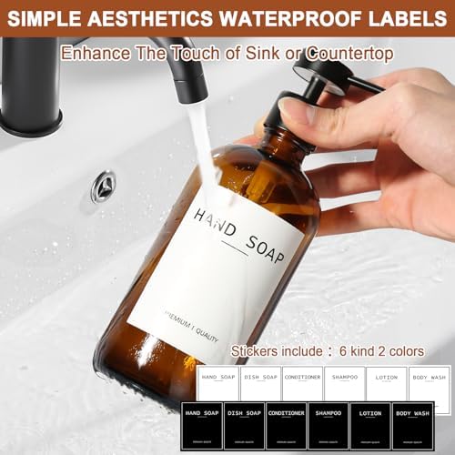 RYTOXILO Hand Soap Dispensers, 2 Pack, Amber Glass