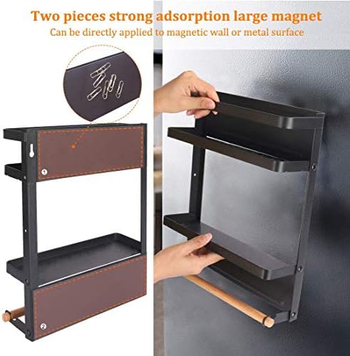 Black Magnetic Refrigerator Shelf Organizer, Paper Towel Holder